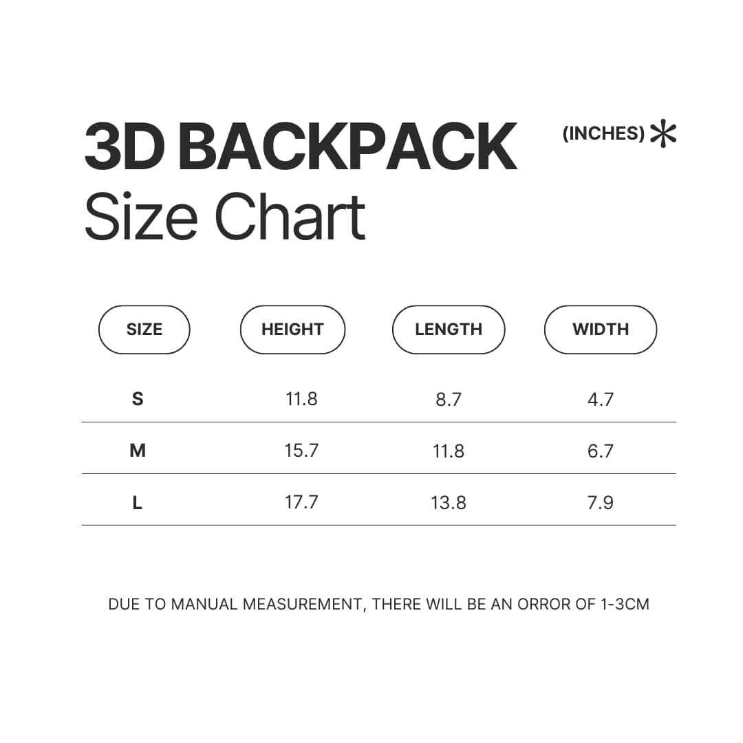 3D Backpack Size Chart - Black Clover Merch