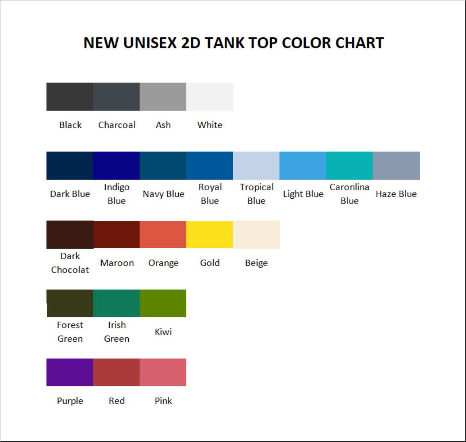 tank top color chart - Black Clover Merch